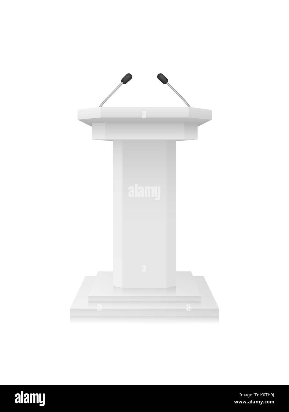 Vector White empty Podium Tribune Stand with Microphones Isolated Stock Vector