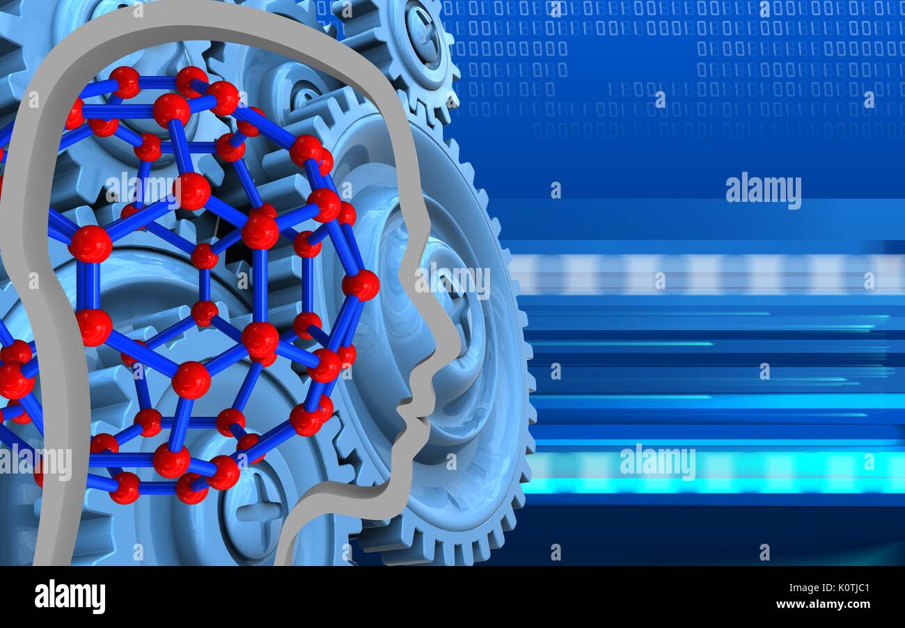 3d illustration of molecular structure over cyber background with blue ...
