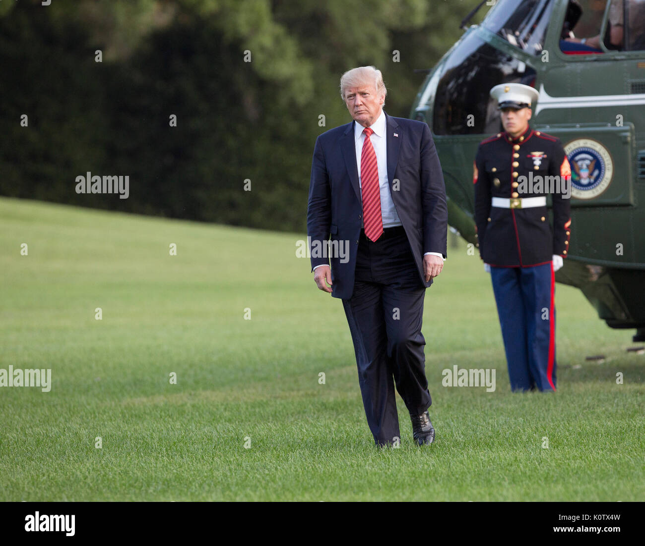 United States President Donald J. Trump returns to The White House in ...