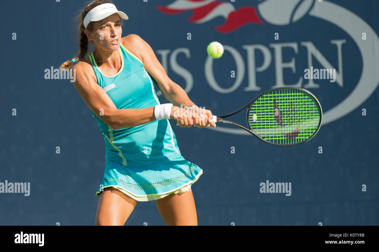 New York, USA. 23rd Aug, 2017. Jacqueline Cako of USA returns ball