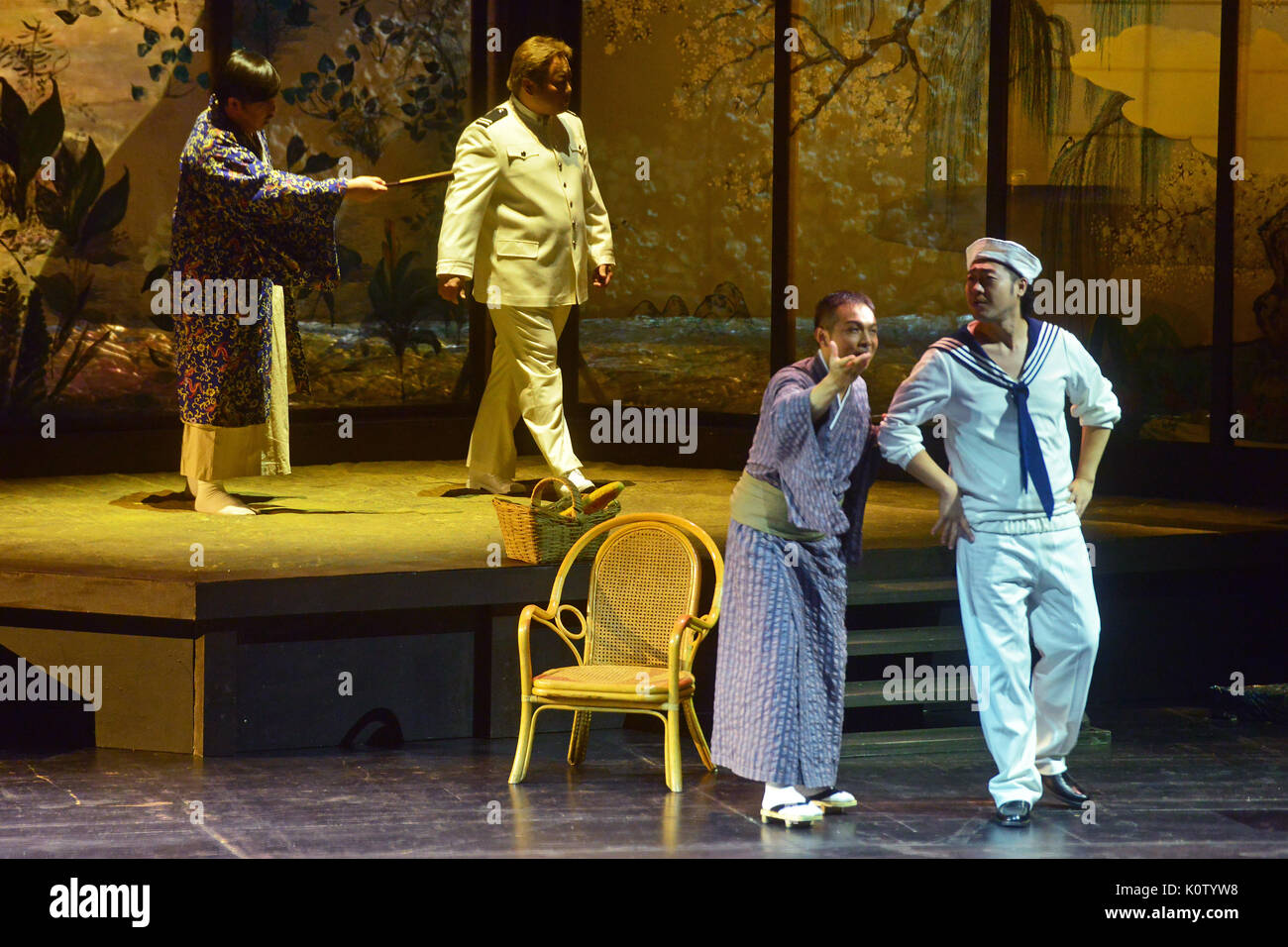 (170824) -- LJUBLJANA, Aug. 24, 2017 (Xinhua) -- Artists of China National Opera House perform 'Madama Butterfly' by Puccini during the Ljubljana Festival in Ljubljana, Slovenia, on Aug. 23, 2017. (Xinhua/Matic Stojs) (hy) Stock Photo