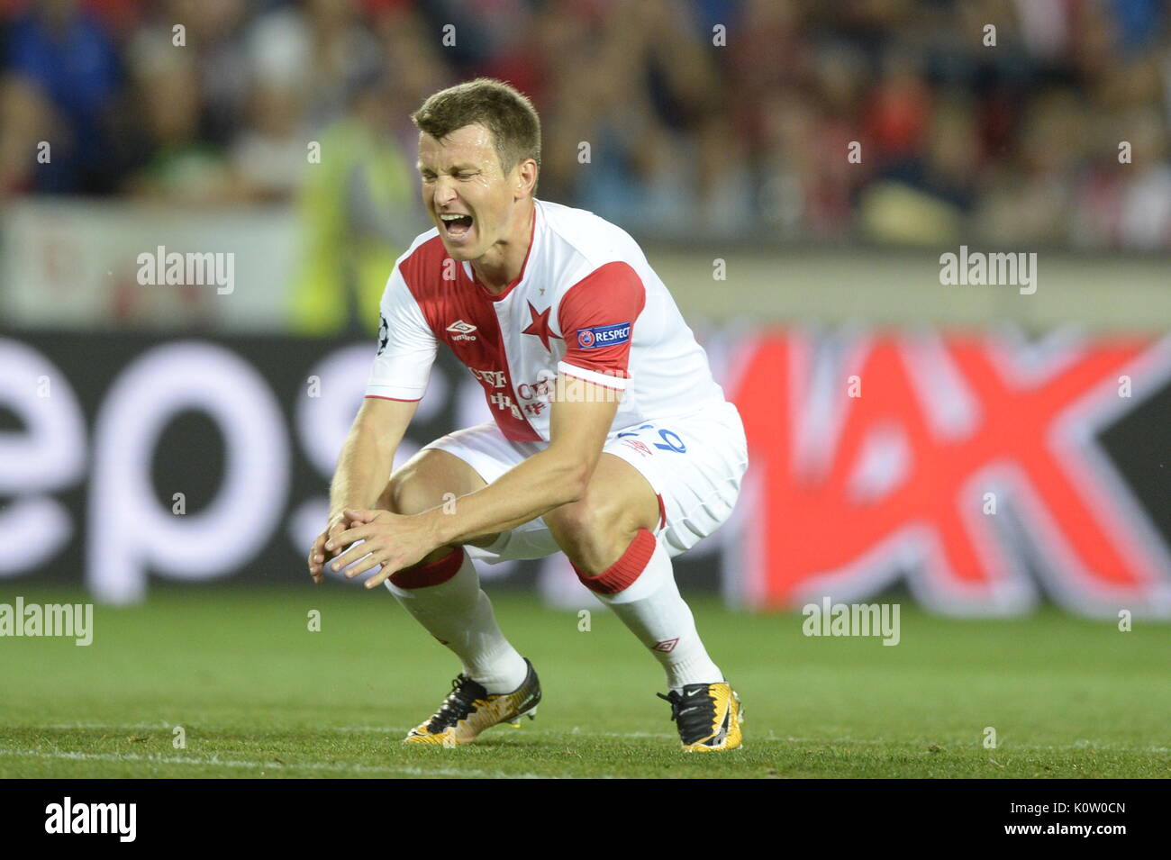 SK Slavia Prague team pose prior to the fourth round UEFA Europa League  match SK Slavia Praha vs Apoel Nikosie in Prague, Czech Republic, on  Wednesday, August 23, 2017. Upper row left