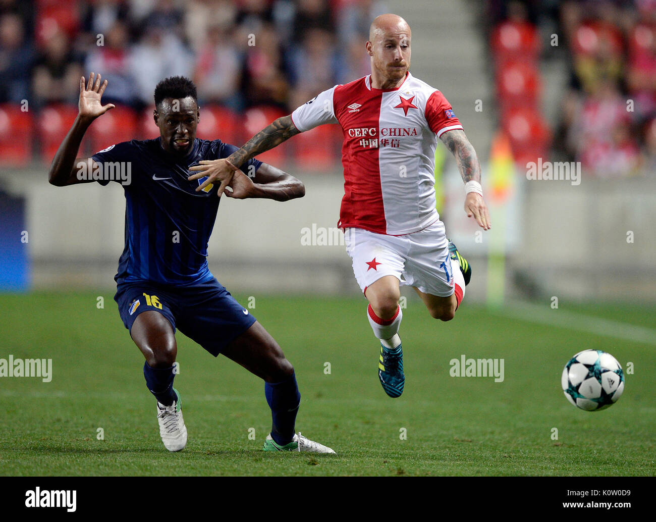 SK Slavia Prague team pose prior to the fourth round UEFA Europa League  match SK Slavia Praha vs Apoel Nikosie in Prague, Czech Republic, on  Wednesday, August 23, 2017. Upper row left