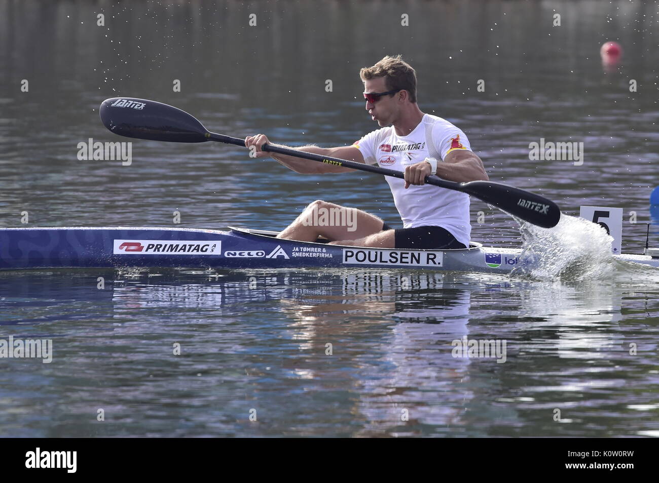RENE HOLTEN POULSEN of Denmark in action during the 2017 ICF Canoe Sprint World Championships in Racice, Czech Republic, August 24, 2017. (CTK Photo/Roman Vondrous) Stock Photo