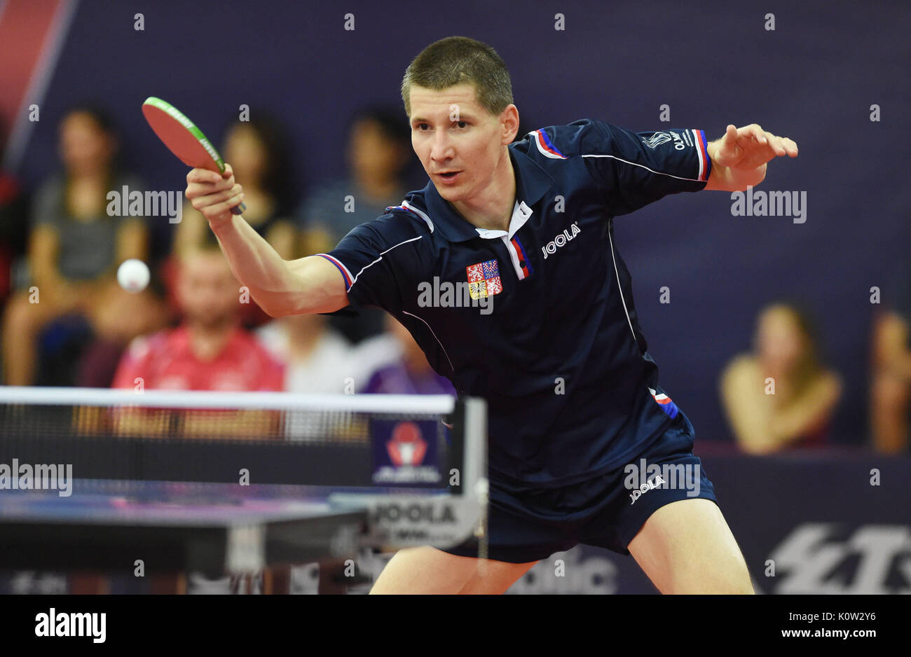 Tomas Konecny of Czech in action during the Seamaster 2017 ITTF World Tour Czech  Open match against Tristan Fllore in Olomouc, Czech Republic, August 24,  2017. (CTK Photo/Ludek Perina Stock Photo - Alamy