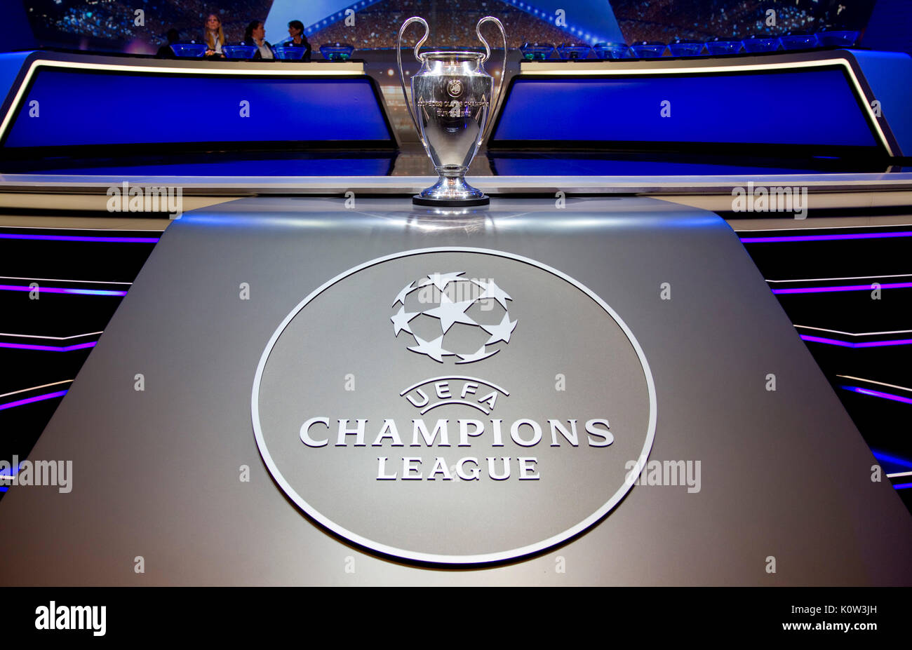 Monaco, Monte Carlo - August 24, 2017: UEFA Champions League Group Stage Draw and Player of the Year Awards, Season Kick Off 2017-2018 in Monaco Trophy | usage worldwide Stock Photo