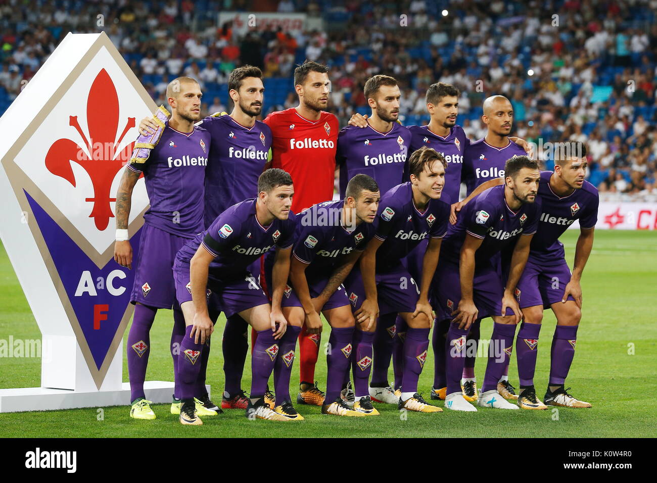 ACF Fiorentina team group line-up (Fiorentina), AUGUST 23, 2017 - Football / Soccer : Preseason 'Trofeo Santiago Bernabeu' match between Real Madrid CF 2-1 ACF Fiorentina at the Santiago Bernabeu Stadium in Madrid, Spain. (Photo by Mutsu Kawamori/AFLO) [3604] Stock Photo