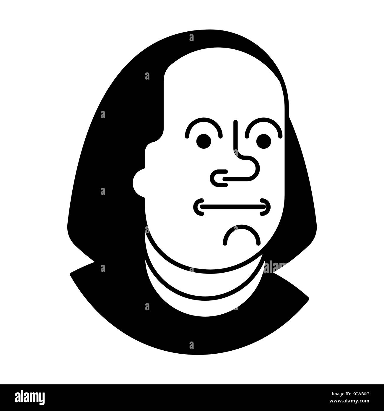 portrait  Benjamin Franklin isolated on 100 dollars banknote USA Stock Vector