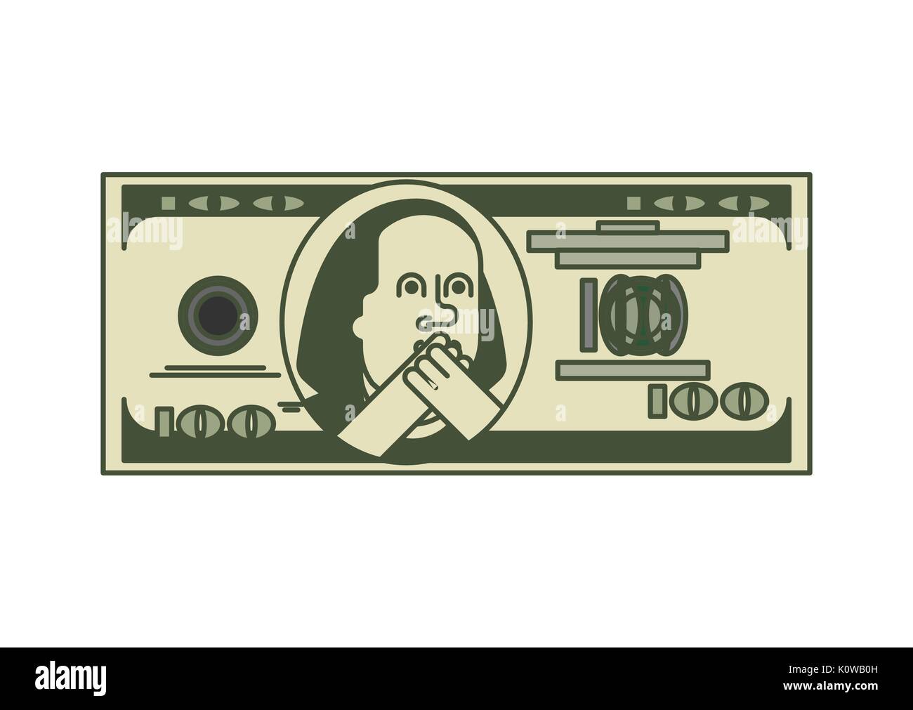 Dollar OMG portrait  Franklin. USA money. American currency. Oh my god Benjamin Franklin Stock Vector