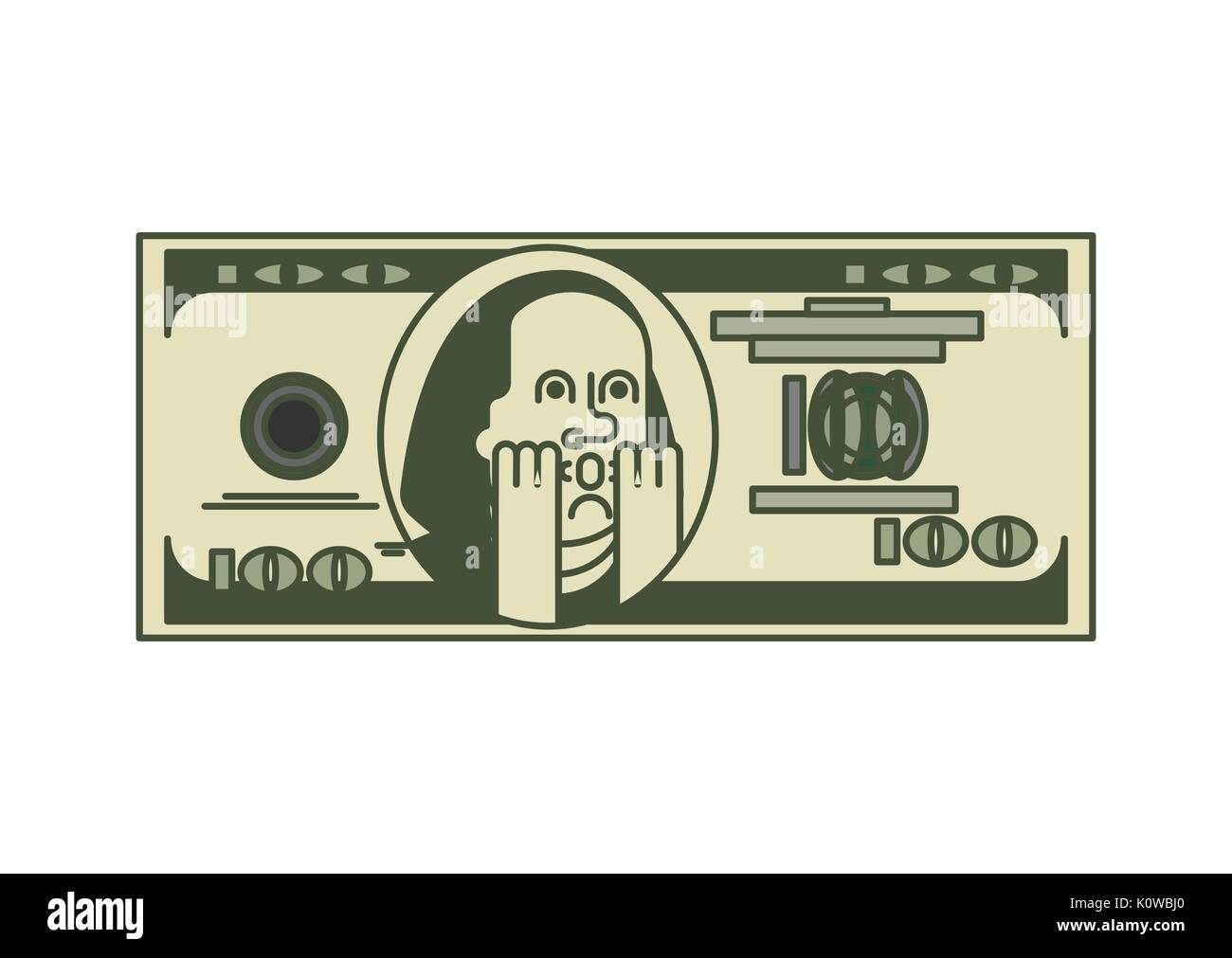 Dollar OMG portrait  Franklin. USA money. American currency. Oh my god Benjamin Franklin Stock Vector