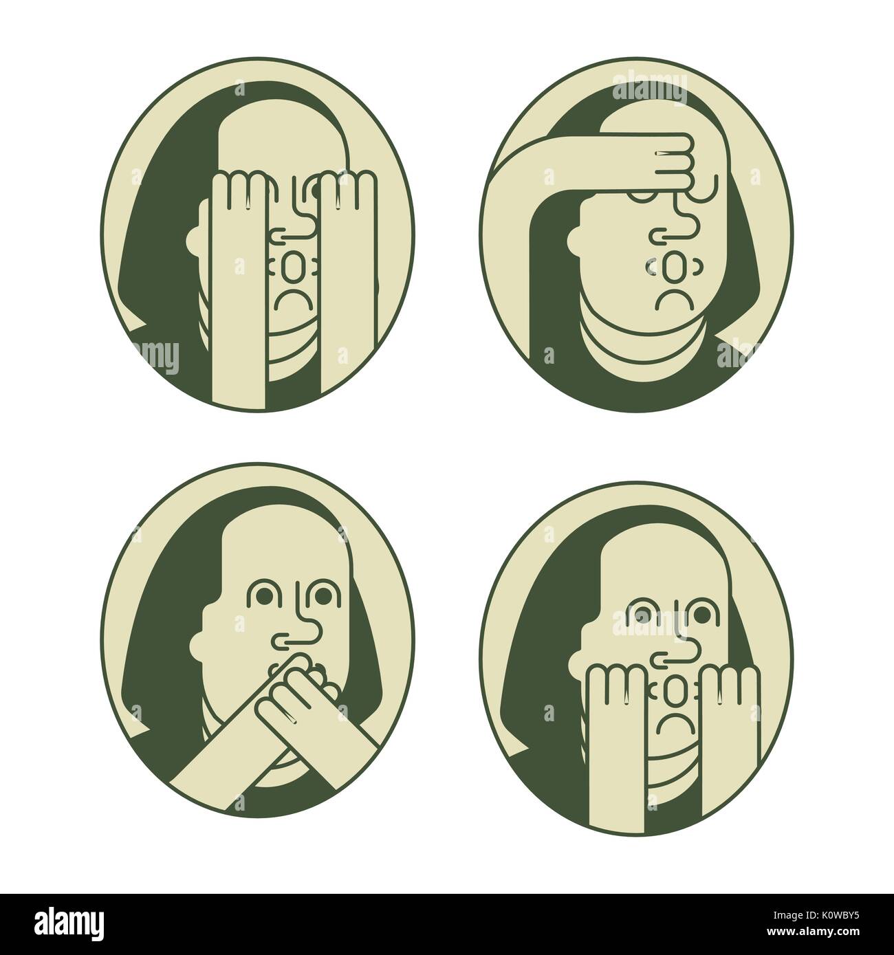 portrait  Franklin OMG set. Oh my god Benjamin Franklin Stock Vector