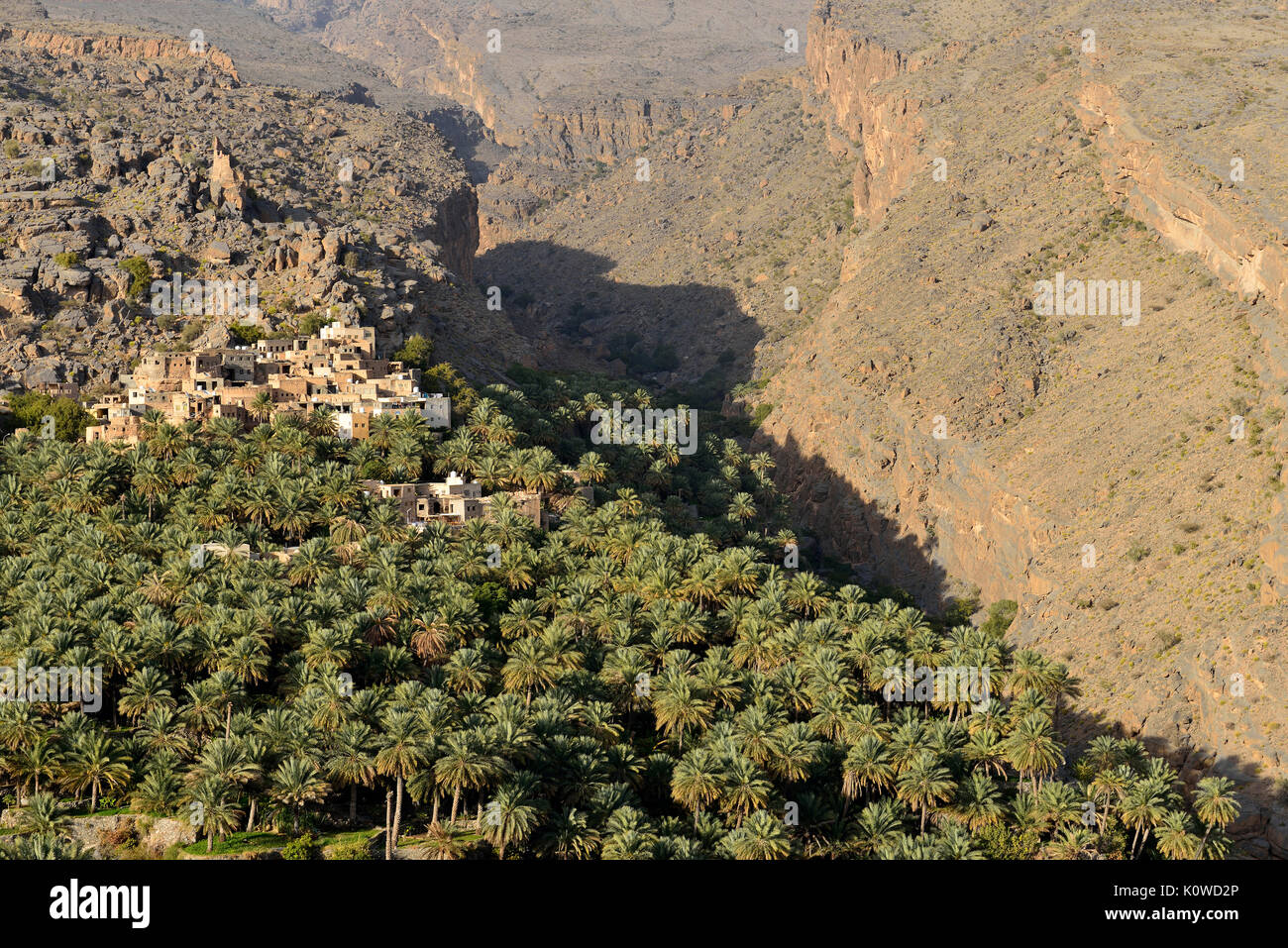 Village of Misfat al Abriyyin, Hajar al Gharbi mountains, Dakhiliyah, Oman Stock Photo