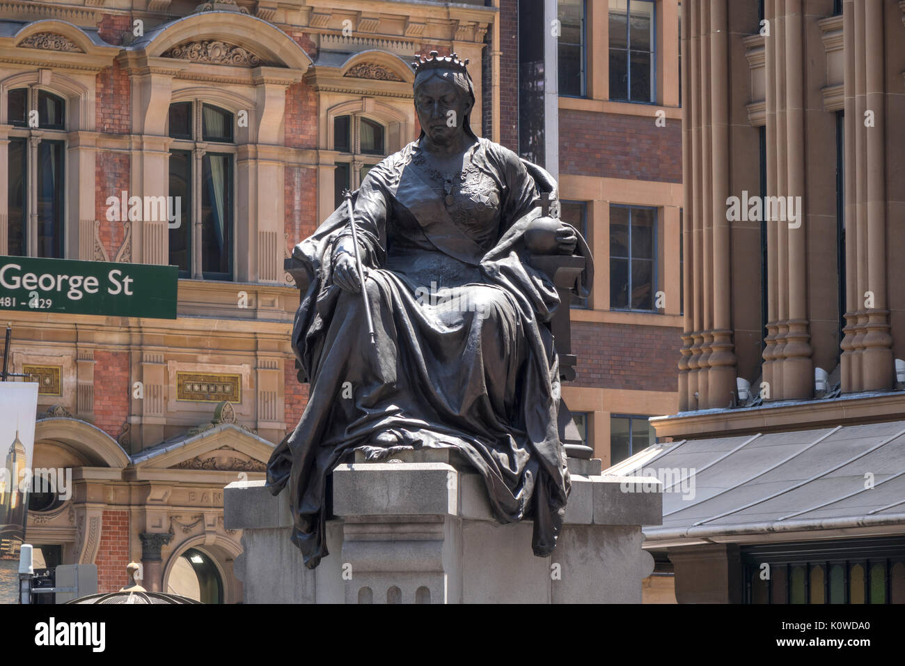 Queen Victoria Statue Outside The Queen Victoria Building On George Street Sydney Australia Stock Photo