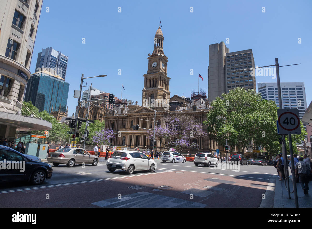 Victorian Sydney Town Hall Exterior On George Street Sydney Australia Stock Photo
