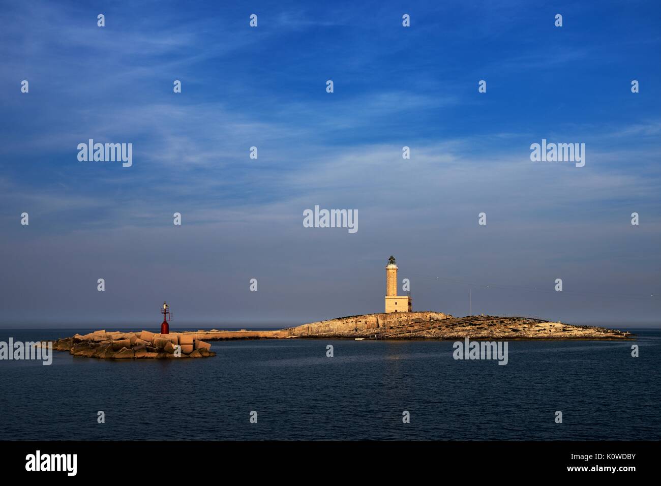 Lighthouse, Vieste, Gargano, Province of Foggia, Apulia, Southern Italy, Italy Stock Photo