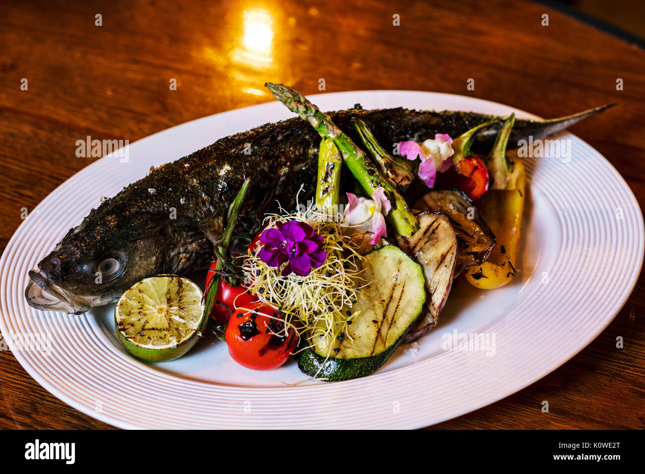 High-end fish dish Stock Photo