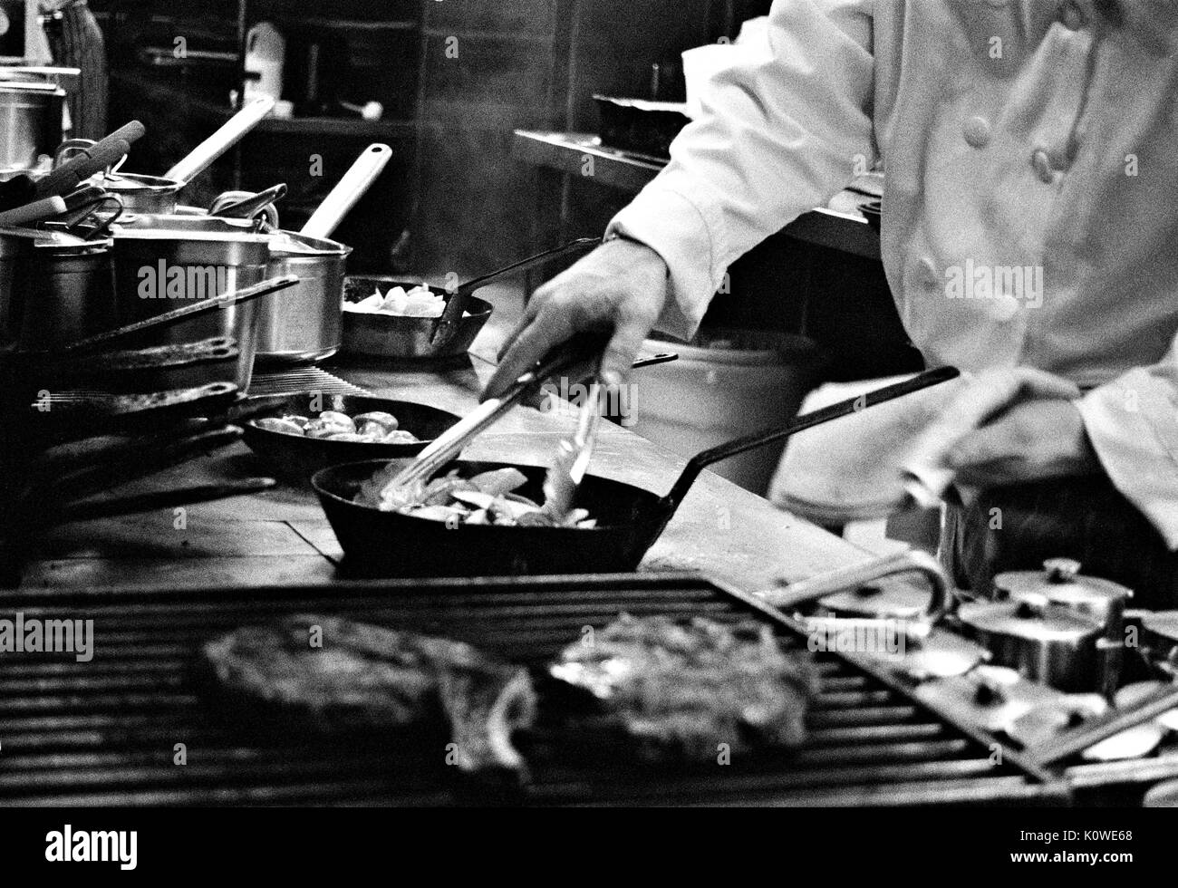 Steak grill in kitchen Stock Photo
