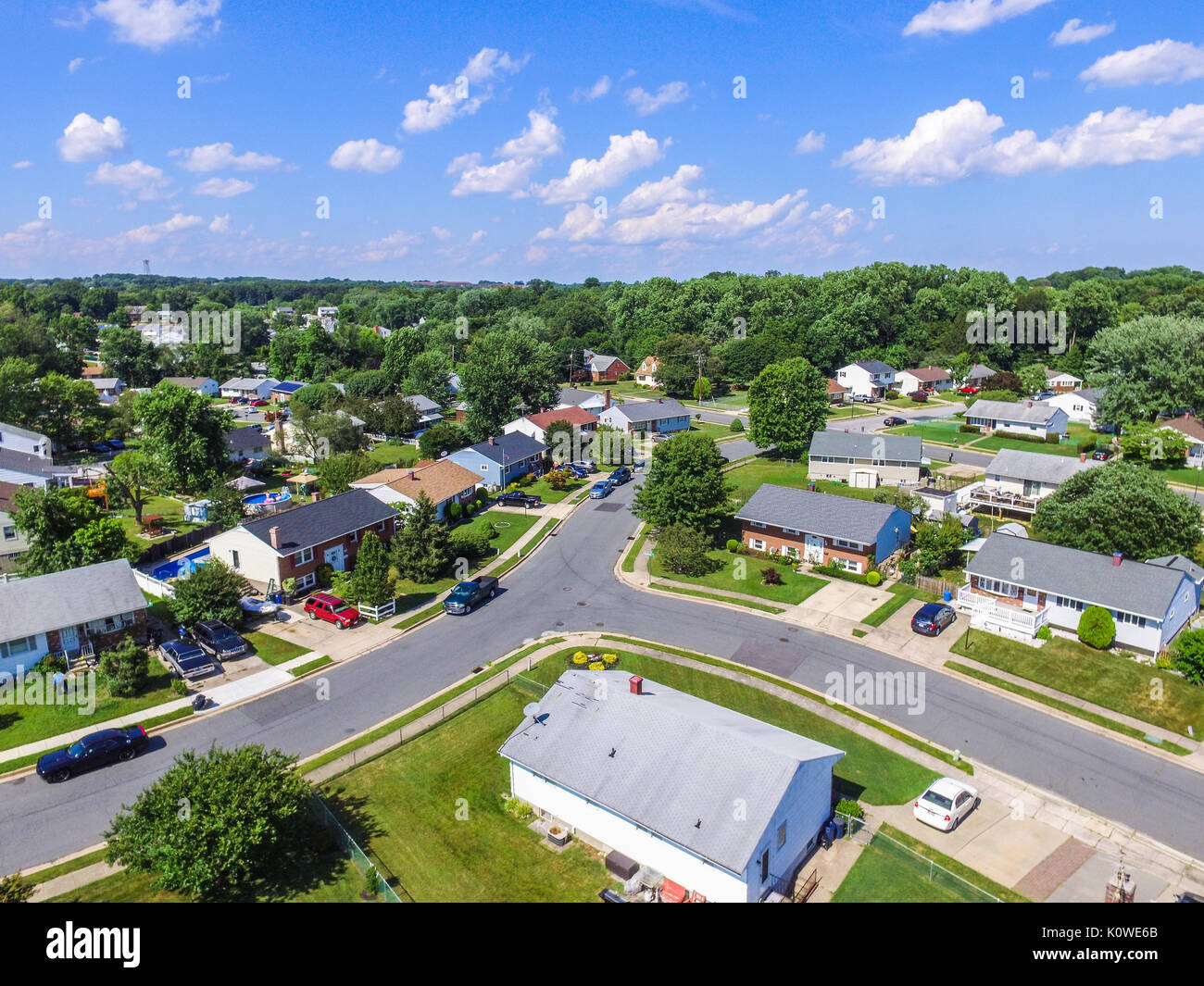 Aerial of a Neighborhood in Parkville in Baltimore County, Maryland
