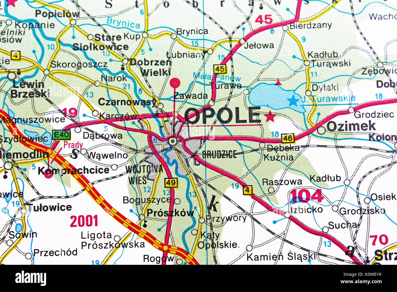Opole map city map road map. Stock Photo