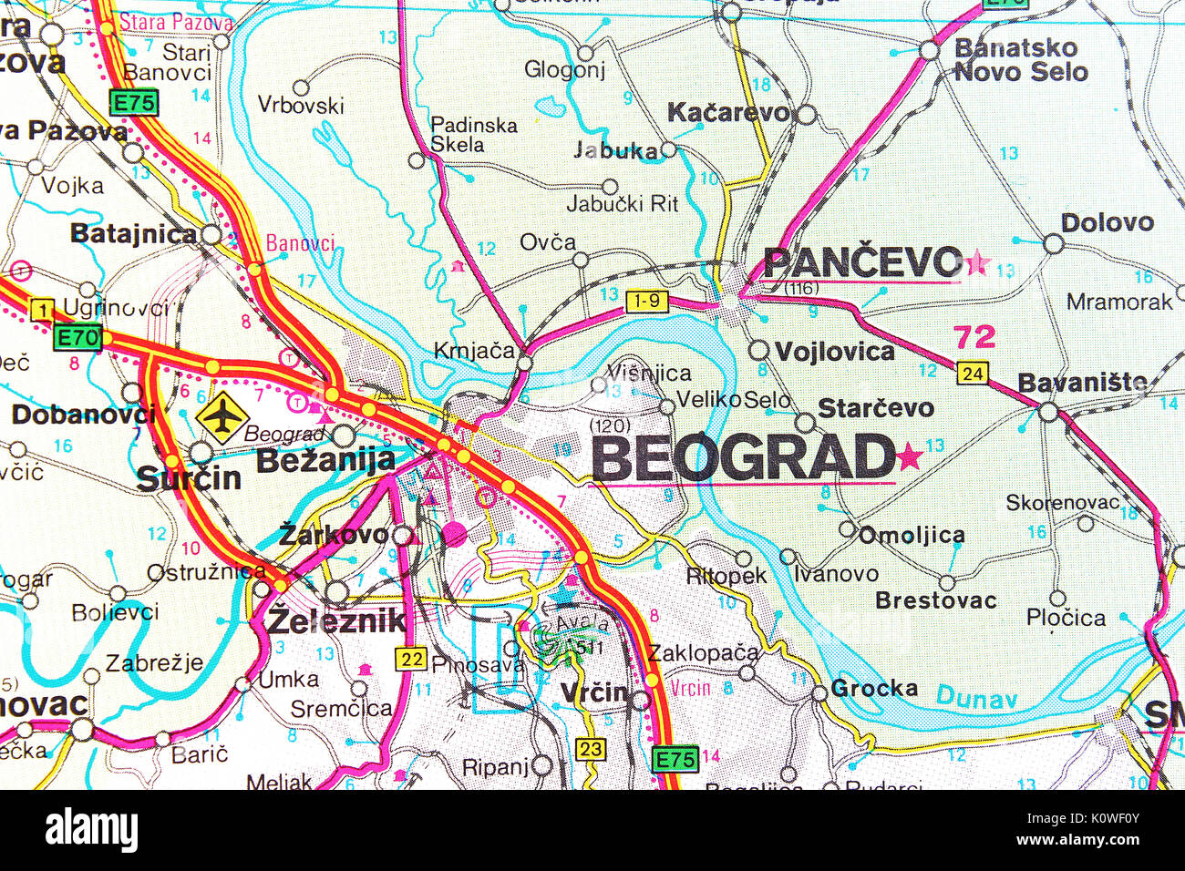 Beograd map city map road map Stock Photo: 155453899 - Alamy