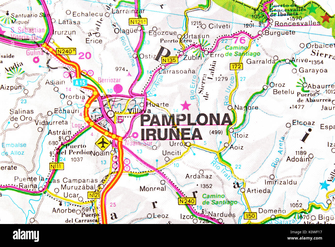 Pamplona Irunea map city map road map Stock Photo - Alamy