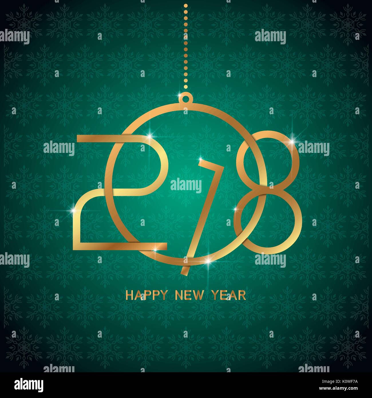 Happy new year 2018 text design. Golden text in form christmas ball ...