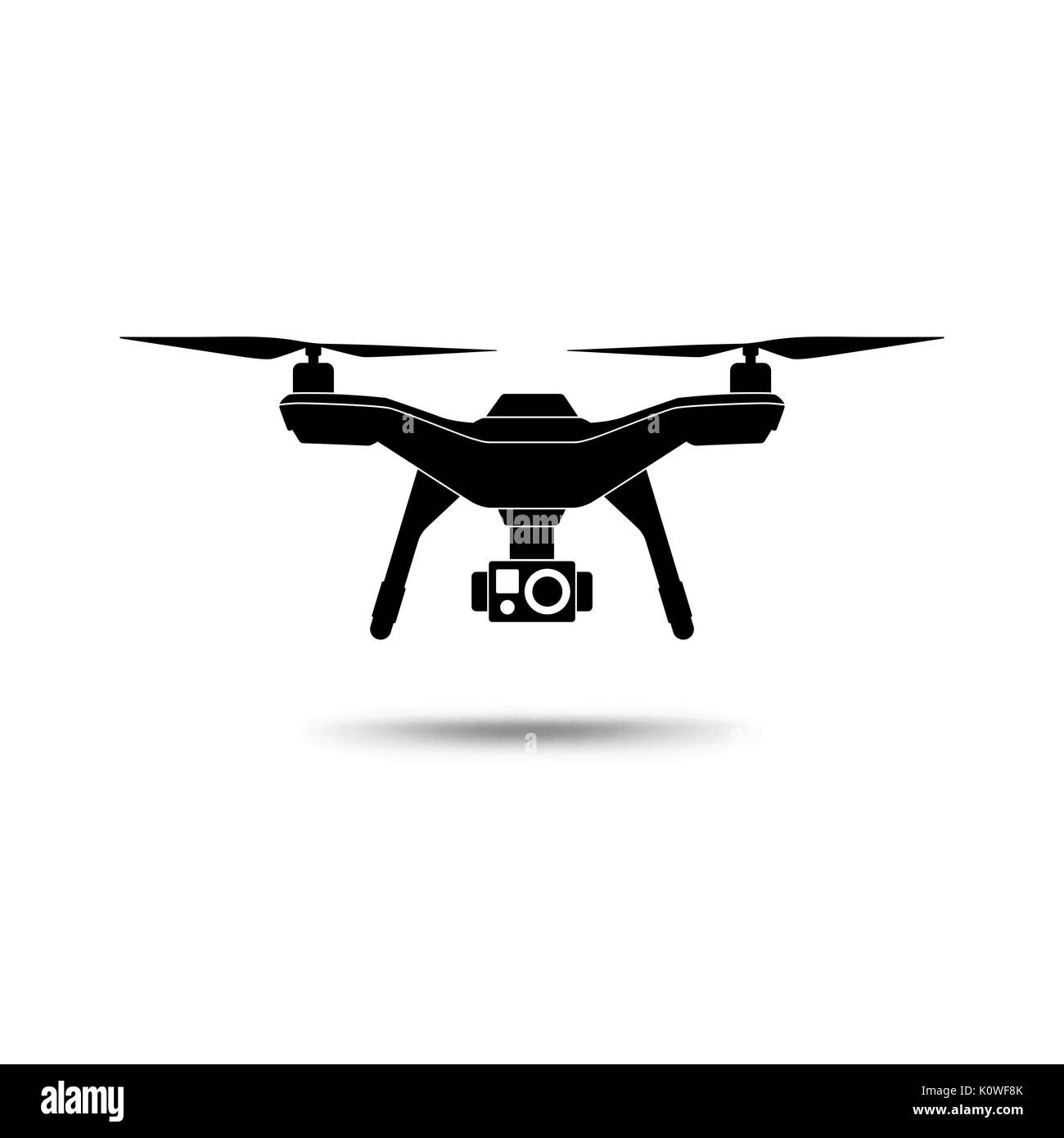 Drone icon. Copter or quadcopter with camera isolated on white background. Vector illustration. Stock Vector
