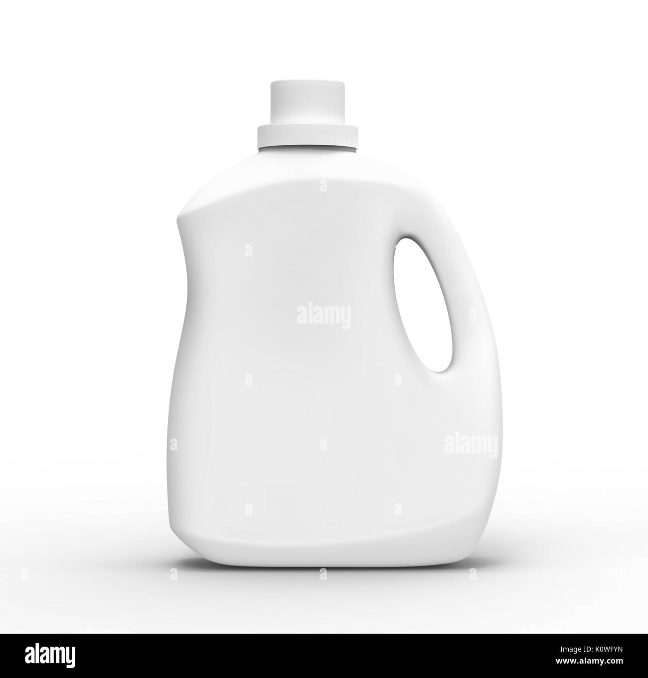 Blank laundry detergent bottle, white container mockup in 3d rendering ...