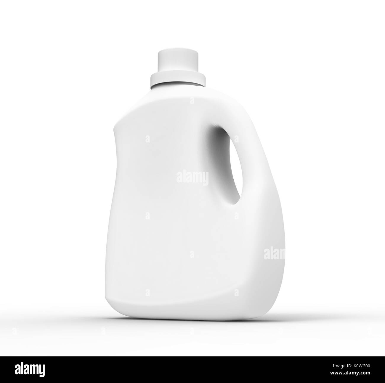 Blank laundry detergent bottle, white container mockup in 3d rendering ...