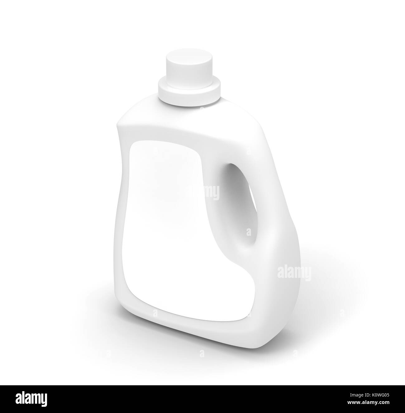 Blank laundry detergent bottle, white container mockup with label in 3d
