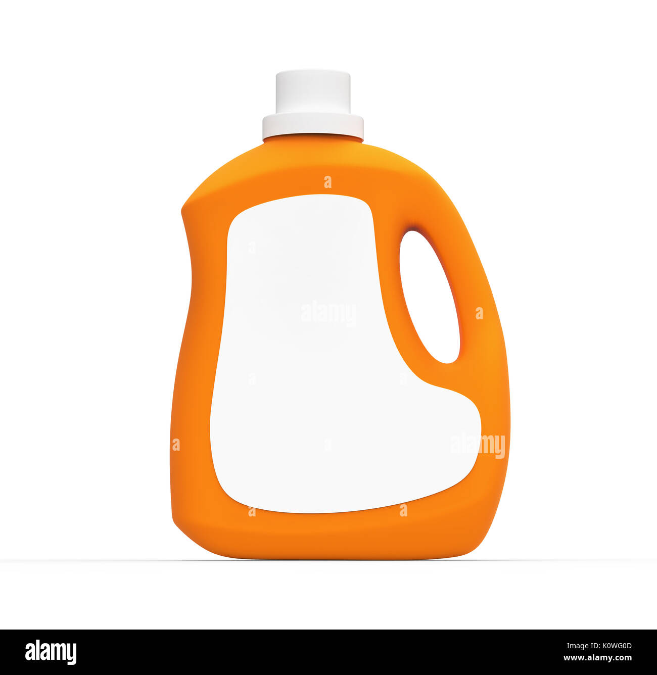 Blank laundry detergent bottle, orange container mockup with label in