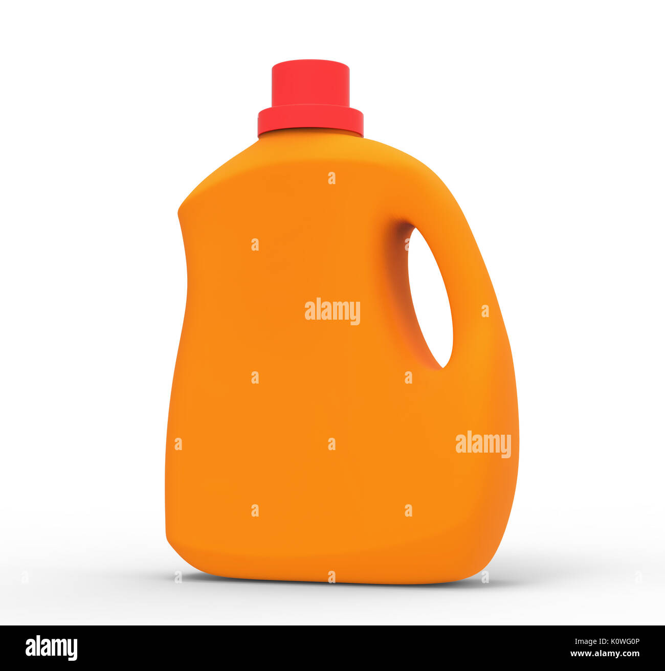 Blank laundry detergent bottle, orange container mockup in 3d rendering