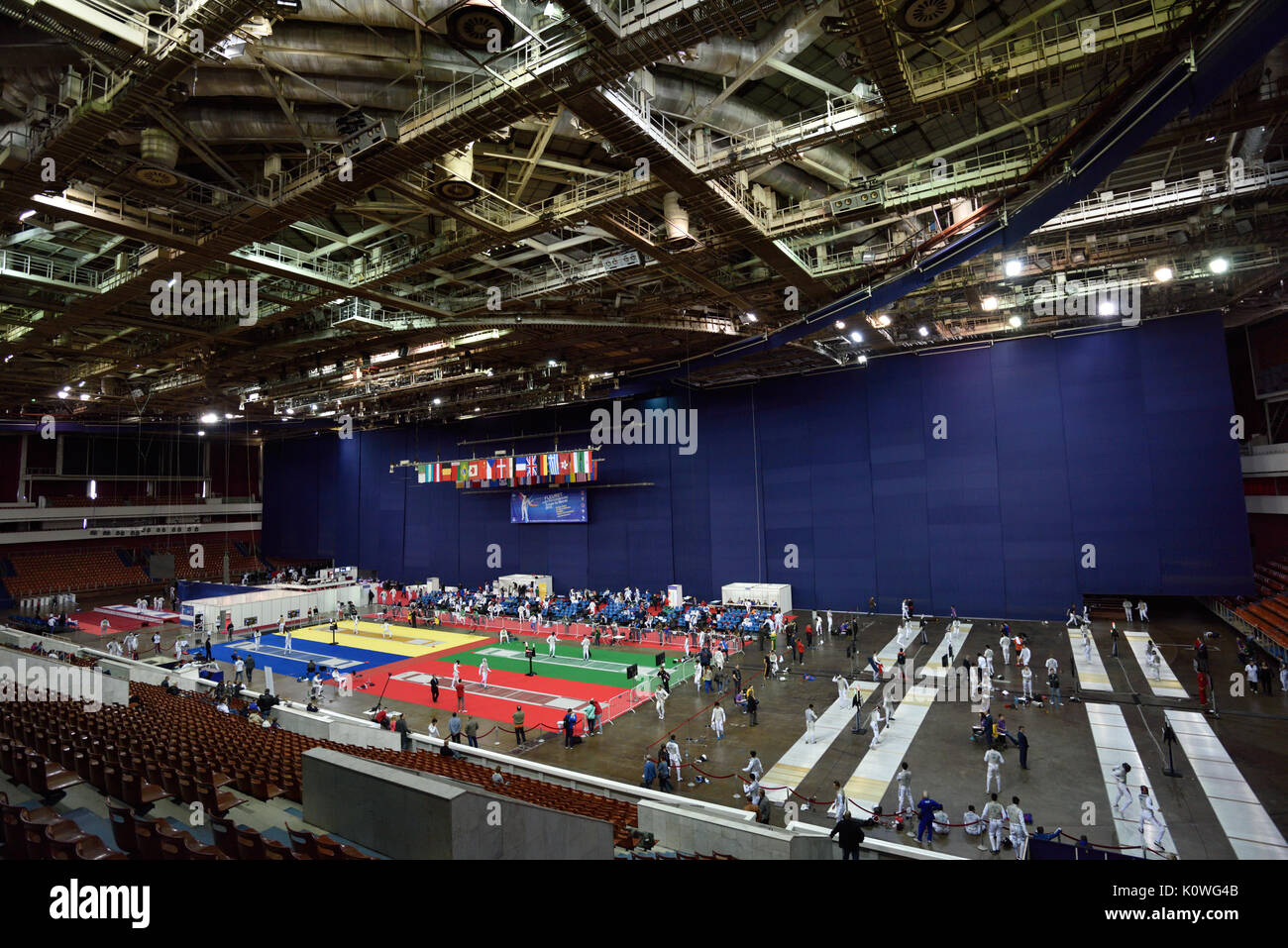 St. Petersburg, Russia - May 1, 2015: First day of competitions in 41th International fencing tournament St. Petersburg Foil. The tournament is the st Stock Photo