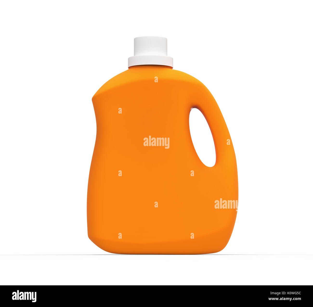 Blank laundry detergent bottle, orange container mockup in 3d rendering