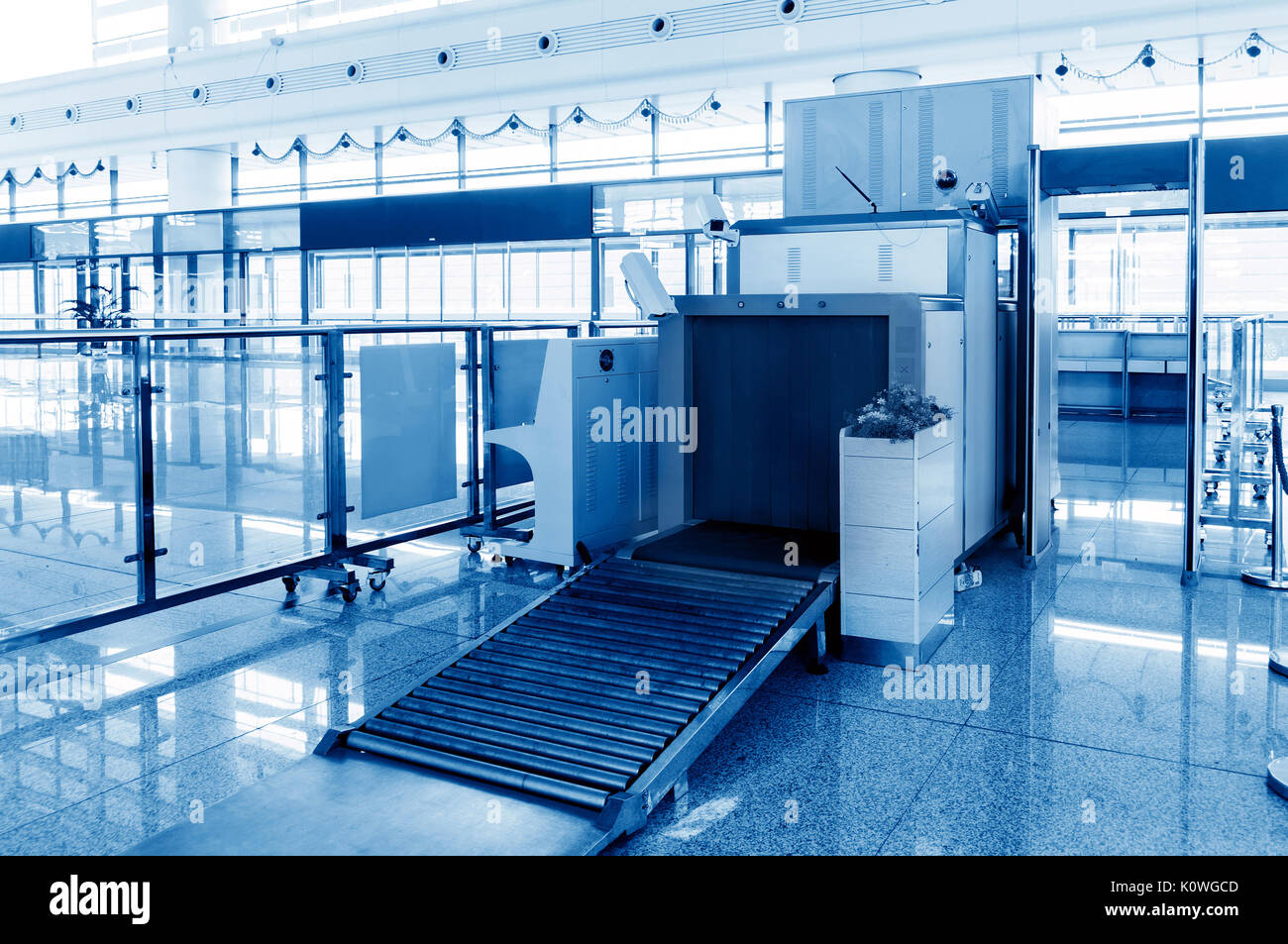 Airport security check with metal detector X ray Stock Photo Alamy