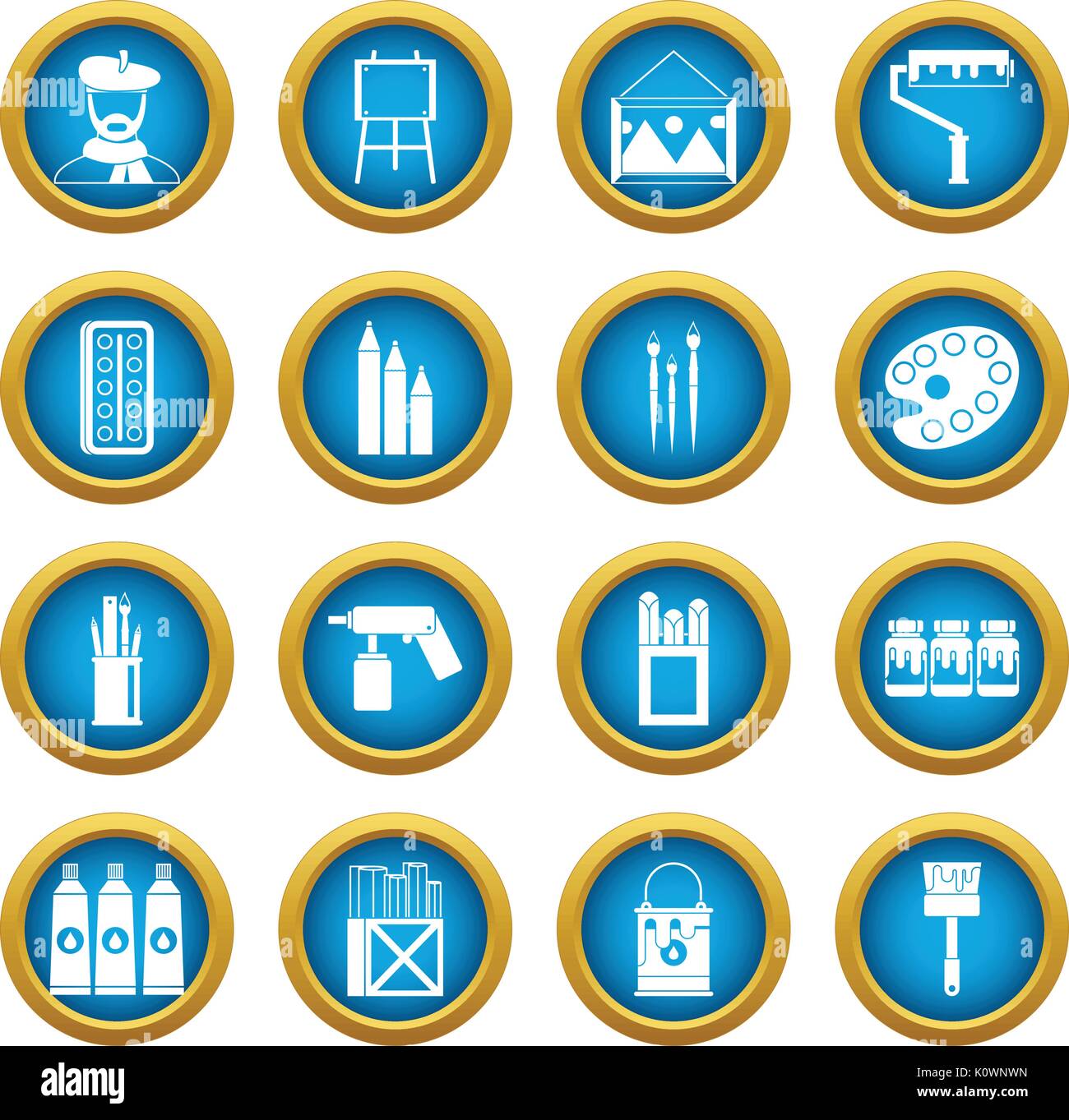 Painting icons blue circle set Stock Vector Image & Art - Alamy