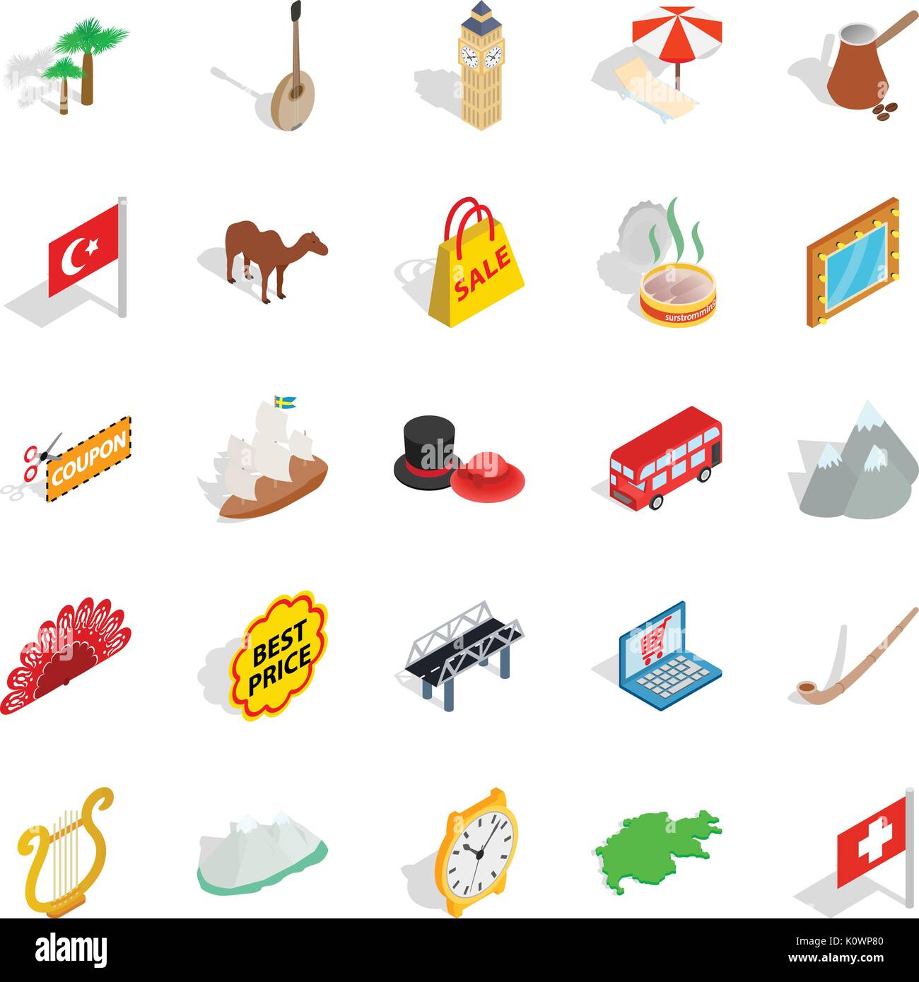 Europe countries icons set, isometric style Stock Vector Image & Art ...