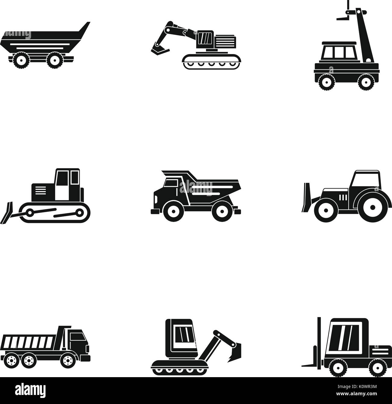 Building heavy vehicle icon set, simple style Stock Vector