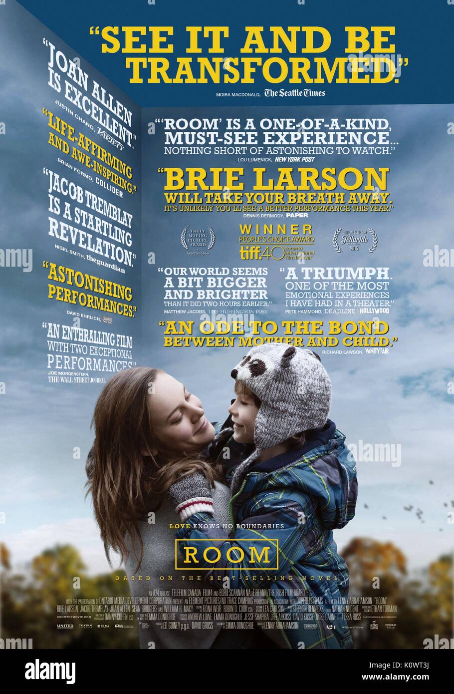 Brie Larson Jacob Tremblay Poster Room 2015 Stock Photo Alamy