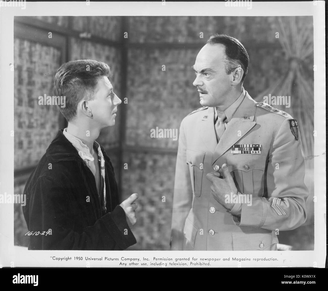 Movie still of Don O'Connor and John McIntire in film Francis, 1950. Stock Photo