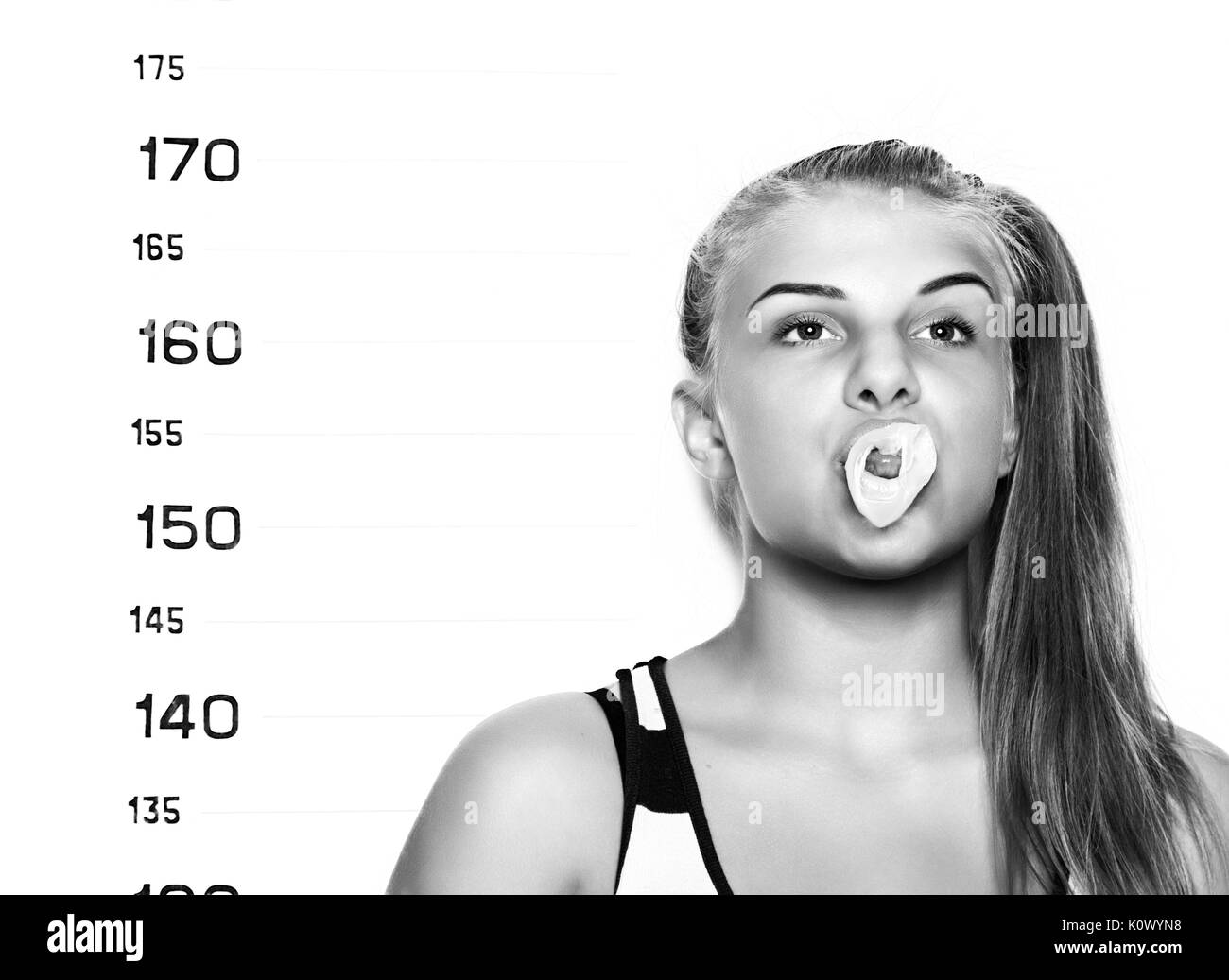 Blowing chewing gum Black and White Stock Photos & Images - Alamy
