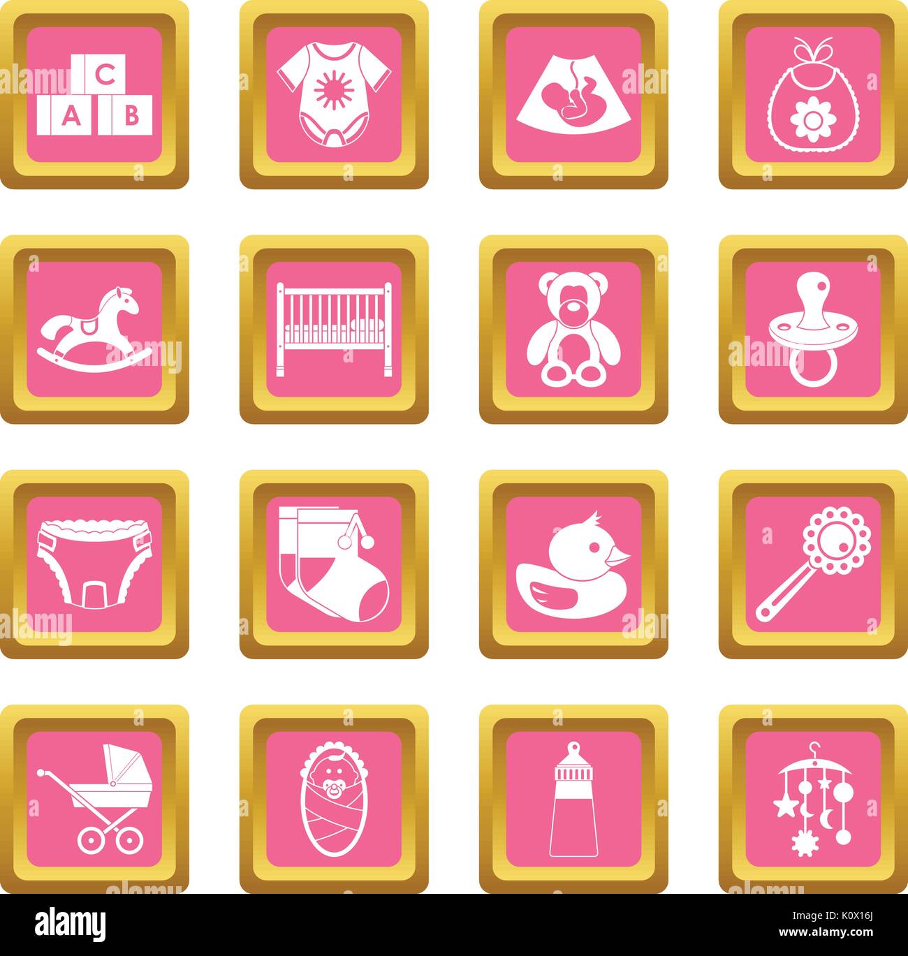 Newborn icons set in pink color isolated vector illustration for web ...