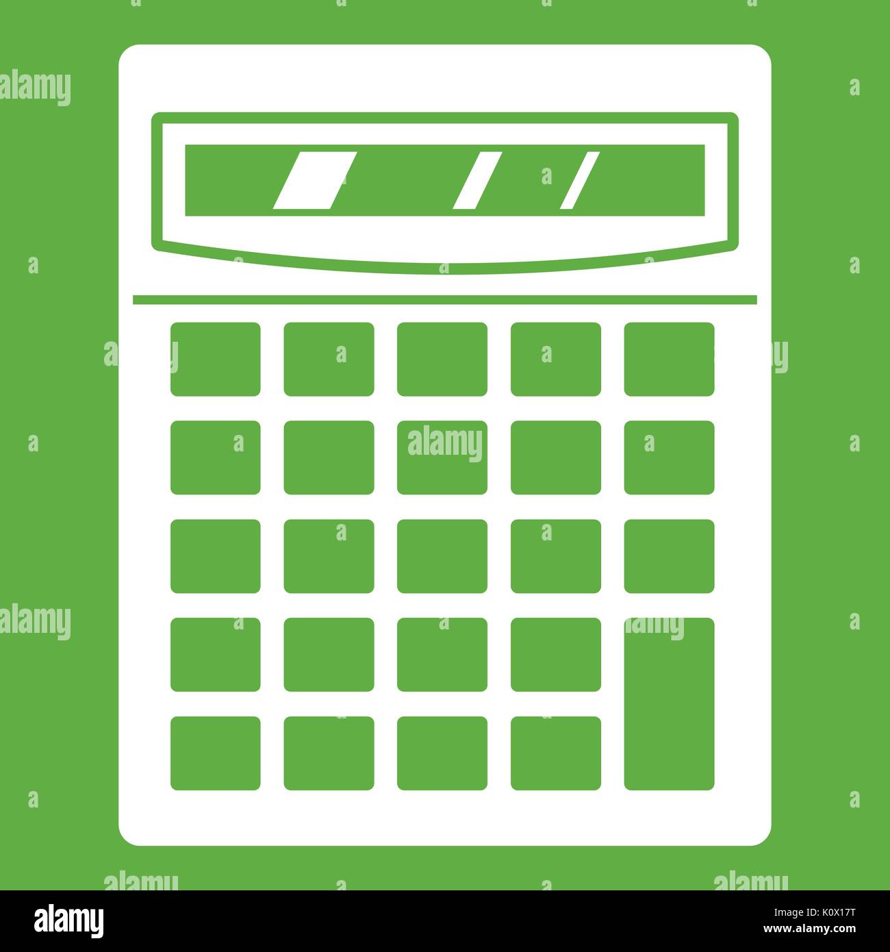 Electronic calculator icon white isolated on green background. Vector ...