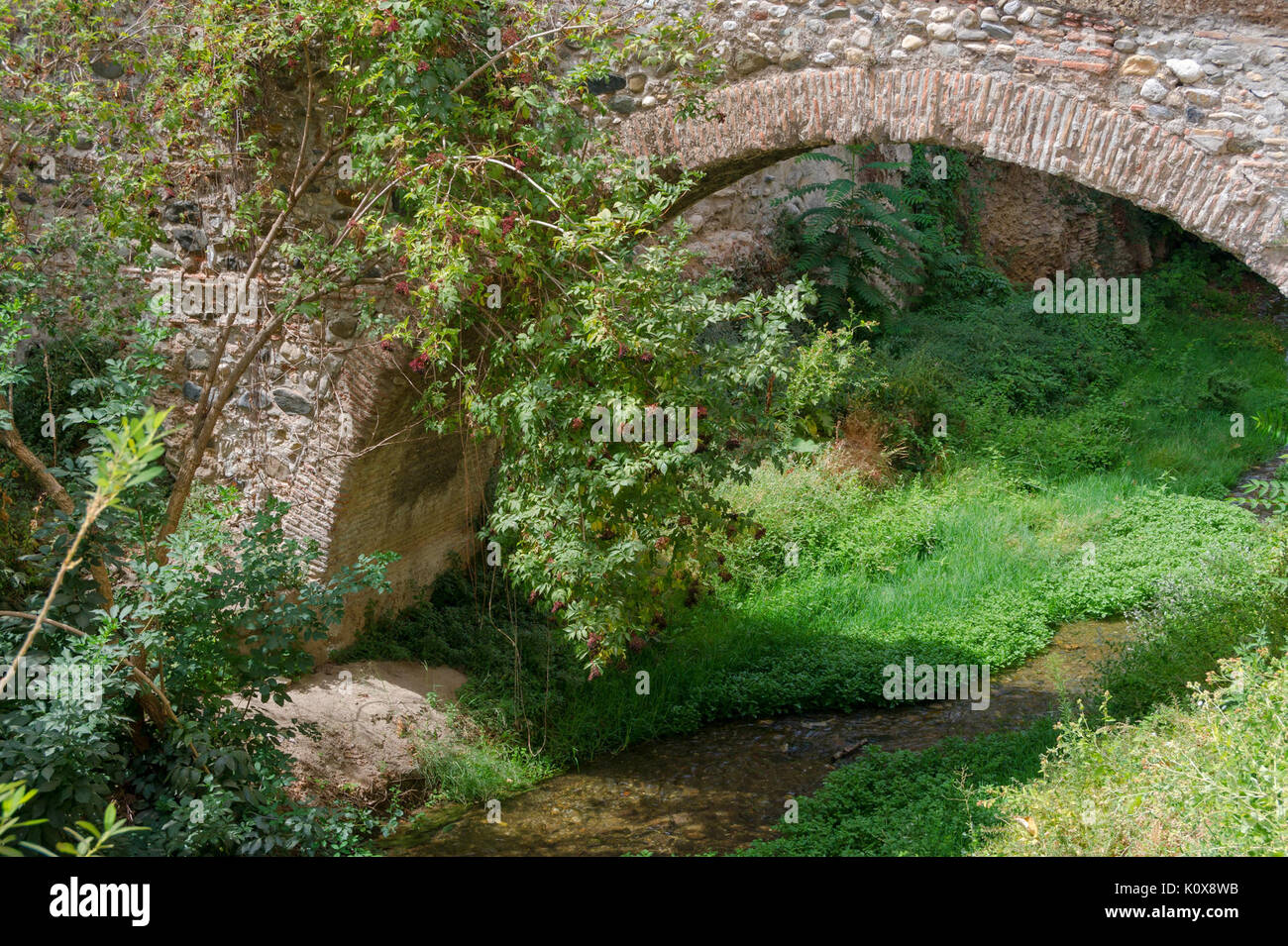Arch bridge rio Darro Granada Spain Stock Photo