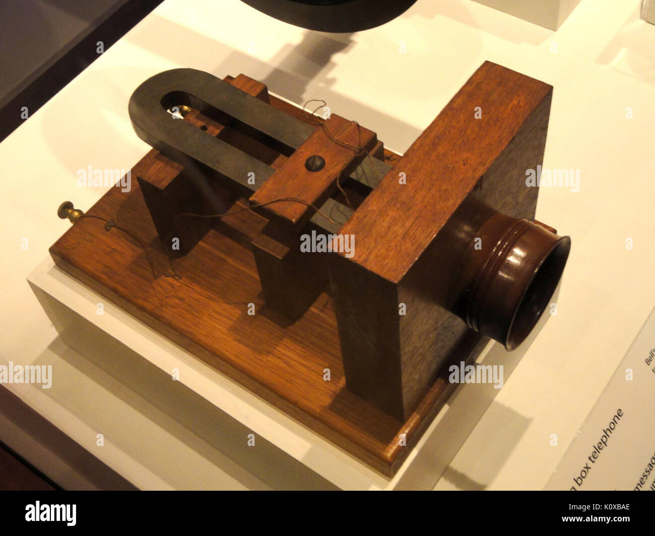 Alexander Graham Bell's big box telephone, 1876, one of the first commercially available telephones   National Museum of American History   DSC06223 Stock Photo