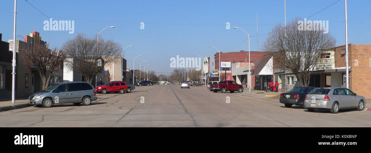 Alma, Nebraska Main Street face W 1 Stock Photo Alamy