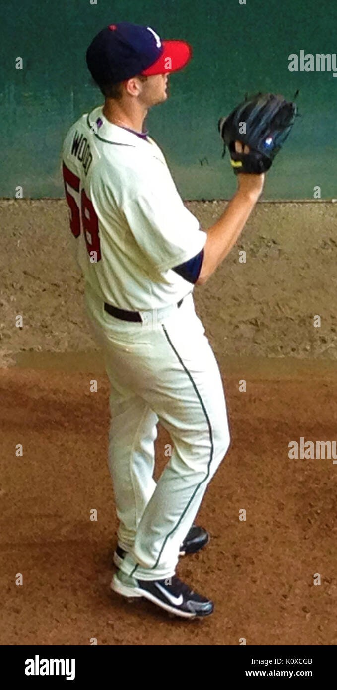 Download Front View Of Alex Wood Pitching Wallpaper