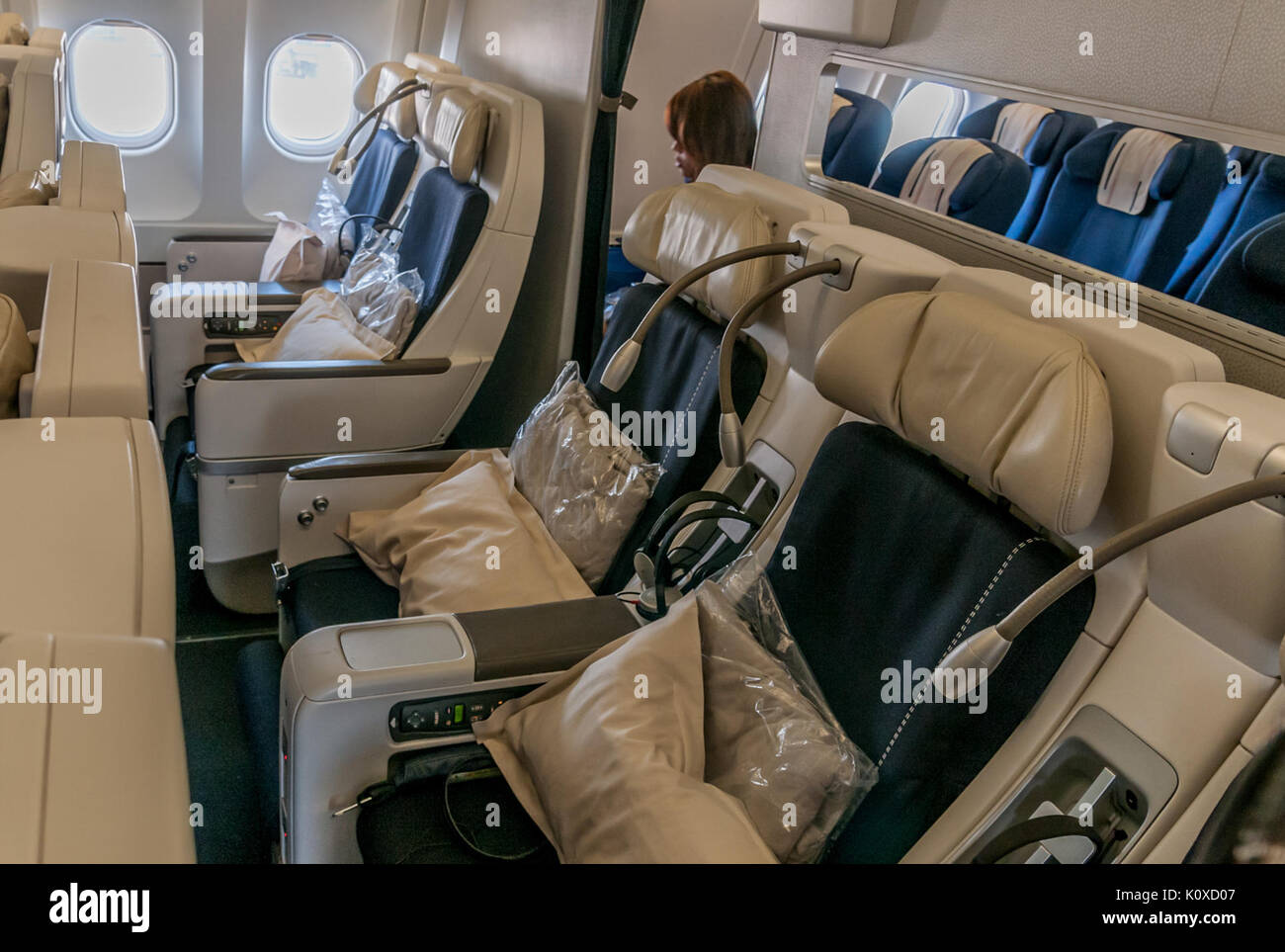 An image of an Air France Airbus A340 300 aircraft, showcasing the design and scale of the airliner used in international travel. Stock Photo