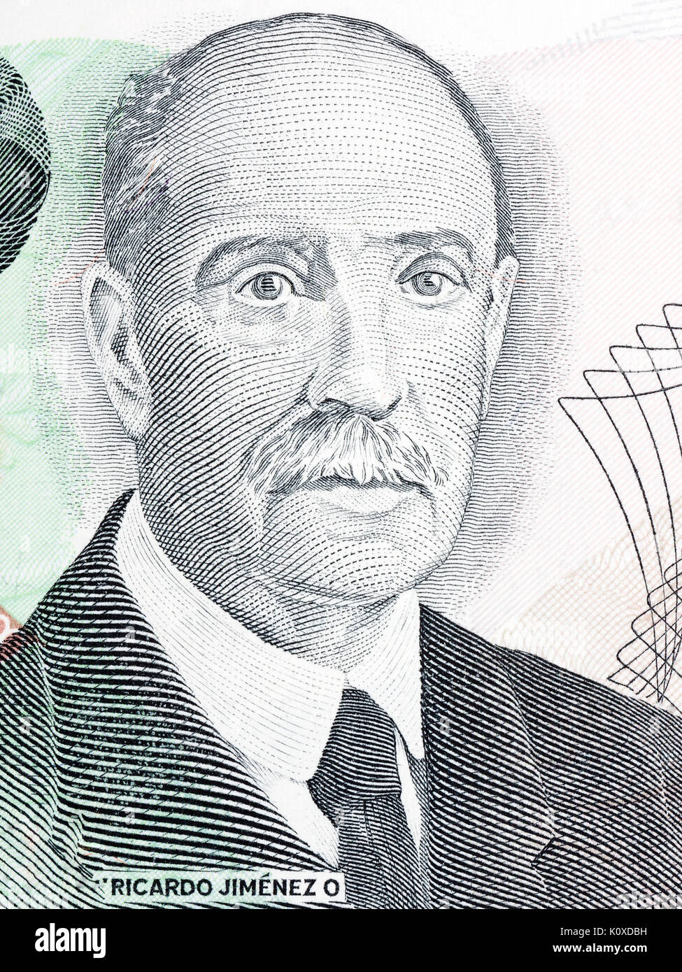 Ricardo Jimenez Oreamuno portrait from Costa Rican money Stock Photo