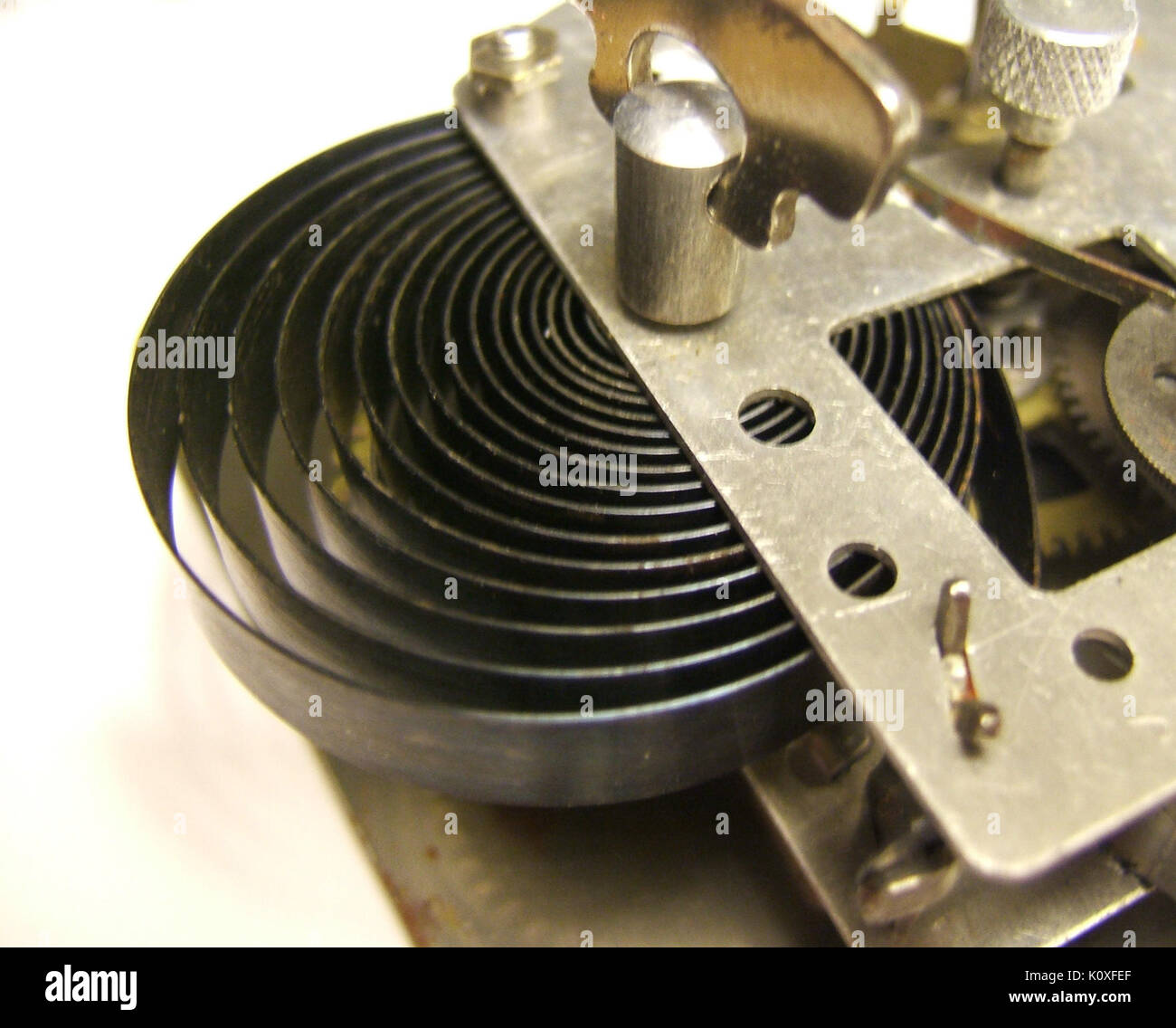 Alarm clock mainspring Stock Photo Alamy